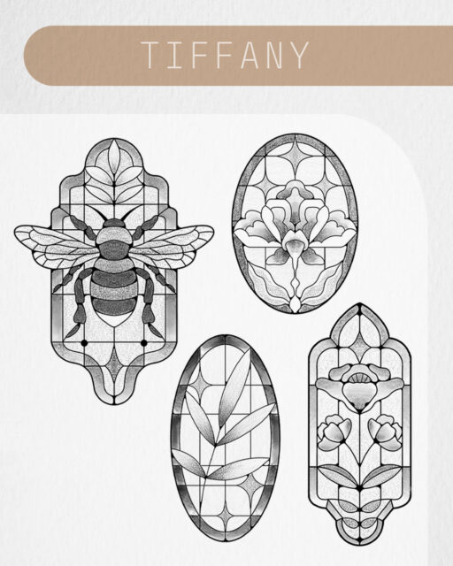 Nieuwe tattoo designs! Geïnspireerd op tiffany en glas-in-lood technieken. Een methode waarin ik laatste tijd zelf weer veel mee bezig ben. Een combinatie met tattoo designs leek mij een passende volgende stap... 😎

Zit er een tattoo ontwerp voor je tussen? Mail naar robin@studiogroundlines.nl met het ontwerp van jouw keuze of boek rechtstreeks via www.tattoolab.nl. 

>> Swipe voor details en de varianten! >> 

Liever een ander onderwerp in deze stijl? Neem dan contact op voor een custom ontwerp: ik ga graag voor jou op zoek naar de perfecte balans tussen uitersten. 😉

(Benieuwd naar het resultaat van de verschillende glas-in-lood projecten? Die staan binnenkort te koop in de webshop, of zijn te vinden tijdens de Bijen flashdag bij TattooLab...)

Serie: 'Tiffany'
Stijl: abstract, dotwork, botanisch
Plaatsing: o.a. arm, been, rug
Formaat: min. 8-12 cm
Repeatable: nee

[🔑 | tattooflash | tattoo ontwerp | bijen tattoo | tattoo symbool | Amersfoort | tattoo inspiratie | tattoo flash ontwerp ]