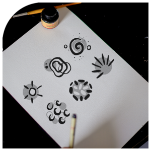 Abstracte watercolour tattoo ontwerpen gebaseerd op de oceaan