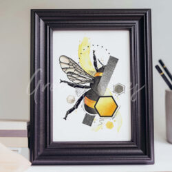 Aquarel bij met kleur (A5)