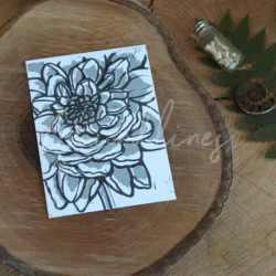 Lino print van dahlia